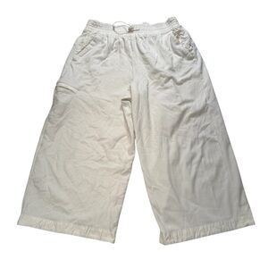 Athleta Triumph Hybrid Wide Leg Crop Pants 533711-01 white Bone Pull On Sz Large